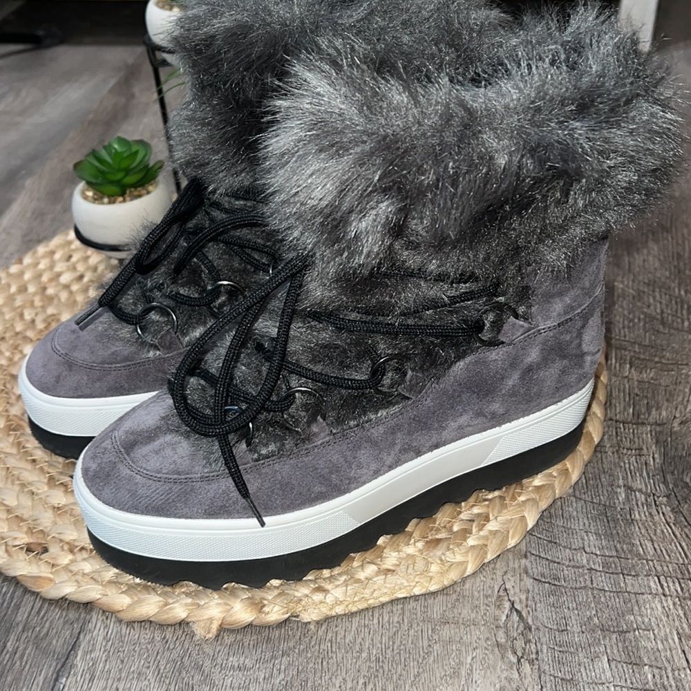 Högl 2-10-1827 Casual Velour Leder Dark Gray Winter Boots Women’s Size US 6.5 - Picture 5 of 7